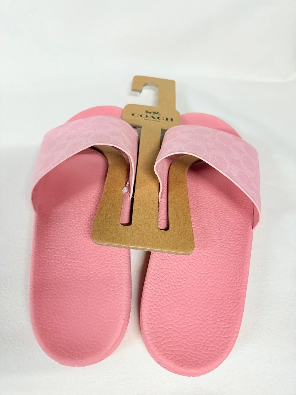 New Coach women Udele Sport Slide Signature Canvas CAR28 Powder Pink US 11